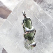 Moldavite & Herkimer Diamond Pendant, Chlum, 2.40g