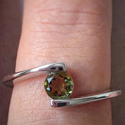 Faceted Moldavite Ring, Chlum, 0.2g