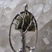 Olive-Green Moldavite Tree Pendant, Chlum, 2g