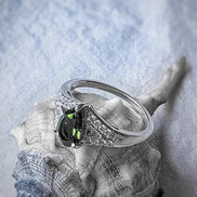 Elegant Faceted Cut Moldavite Ring, Chlum, 0.45g