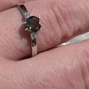 Briolette Heart Cut Moldavite Ring, Chlum, 0.25g