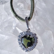 Delicate Moldavite Heart Pendant, Chlum, 0.4g
