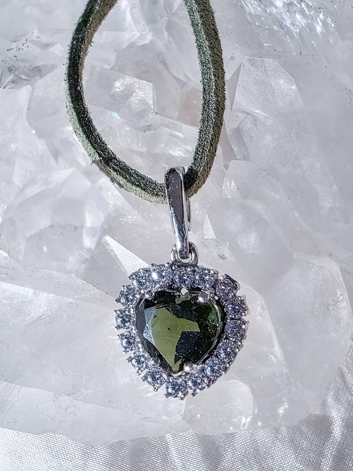 Delicate Moldavite Heart Pendant, Chlum, 0.4g
