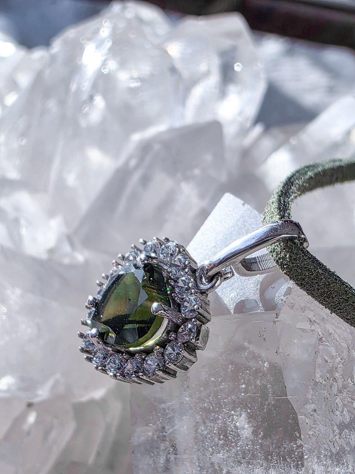 Delicate Moldavite Heart Pendant, Chlum, 0.4g