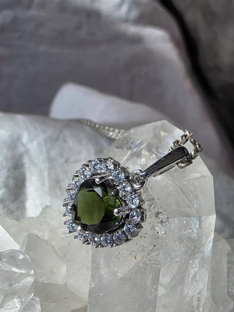 Delicate Moldavite Heart Pendant, Chlum, 0.4g