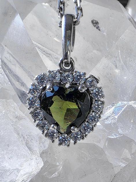 Delicate Moldavite Heart Pendant, Chlum, 0.4g