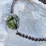 Moldavite Bracelet, Chlum, 0.9g, Silver Nylon Cord