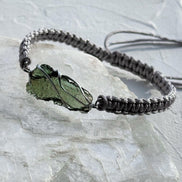 Moldavite Bracelet, Chlum, 0.9g, Silver Nylon Cord