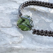 Moldavite Bracelet, Chlum, 0.9g, Silver Nylon Cord