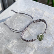Moldavite Bracelet, Chlum, 0.9g, Silver Nylon Cord