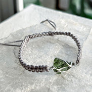 Moldavite Bracelet, Chlum, 0.9g, Silver Nylon Cord