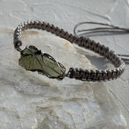 Moldavite Bracelet, Chlum, 0.9g, Silver Nylon Cord