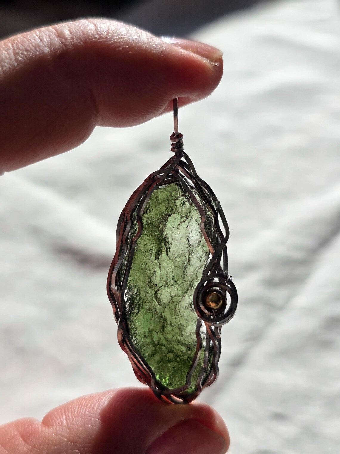 Raw Moldavite Pendant, Maruškovo Pole, 2.20g