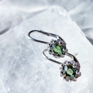 Brilliant Cut Moldavite Earrings, Chlum, 0.4g