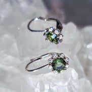 Brilliant Cut Moldavite Earrings, Chlum, 0.4g