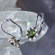 Brilliant Cut Moldavite Earrings, Chlum, 0.4g