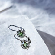 Brilliant Cut Moldavite Earrings, Chlum, 0.4g