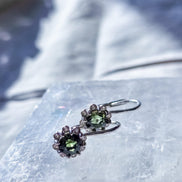 Brilliant Cut Moldavite Earrings, Chlum, 0.4g