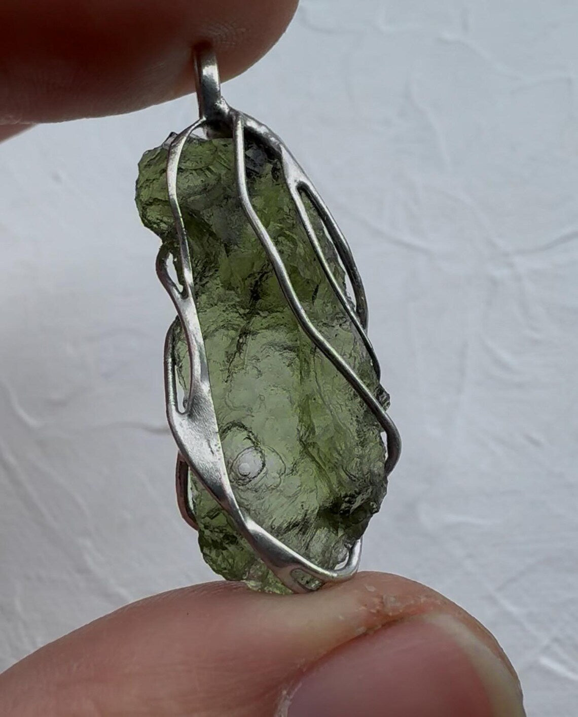 Raw Moldavite Pendant, Vrábče, 2.86g