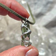 Moldavite & Herkimer Diamond Pendant, Chlum, 2.40g