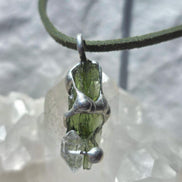 Moldavite & Herkimer Diamond Pendant, Chlum, 2.40g