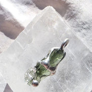 Moldavite & Herkimer Diamond Pendant, Chlum, 2.40g