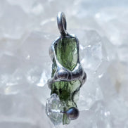 Moldavite & Herkimer Diamond Pendant, Chlum, 2.40g