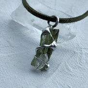 Moldavite & Herkimer Diamond Pendant, Chlum, 2.40g