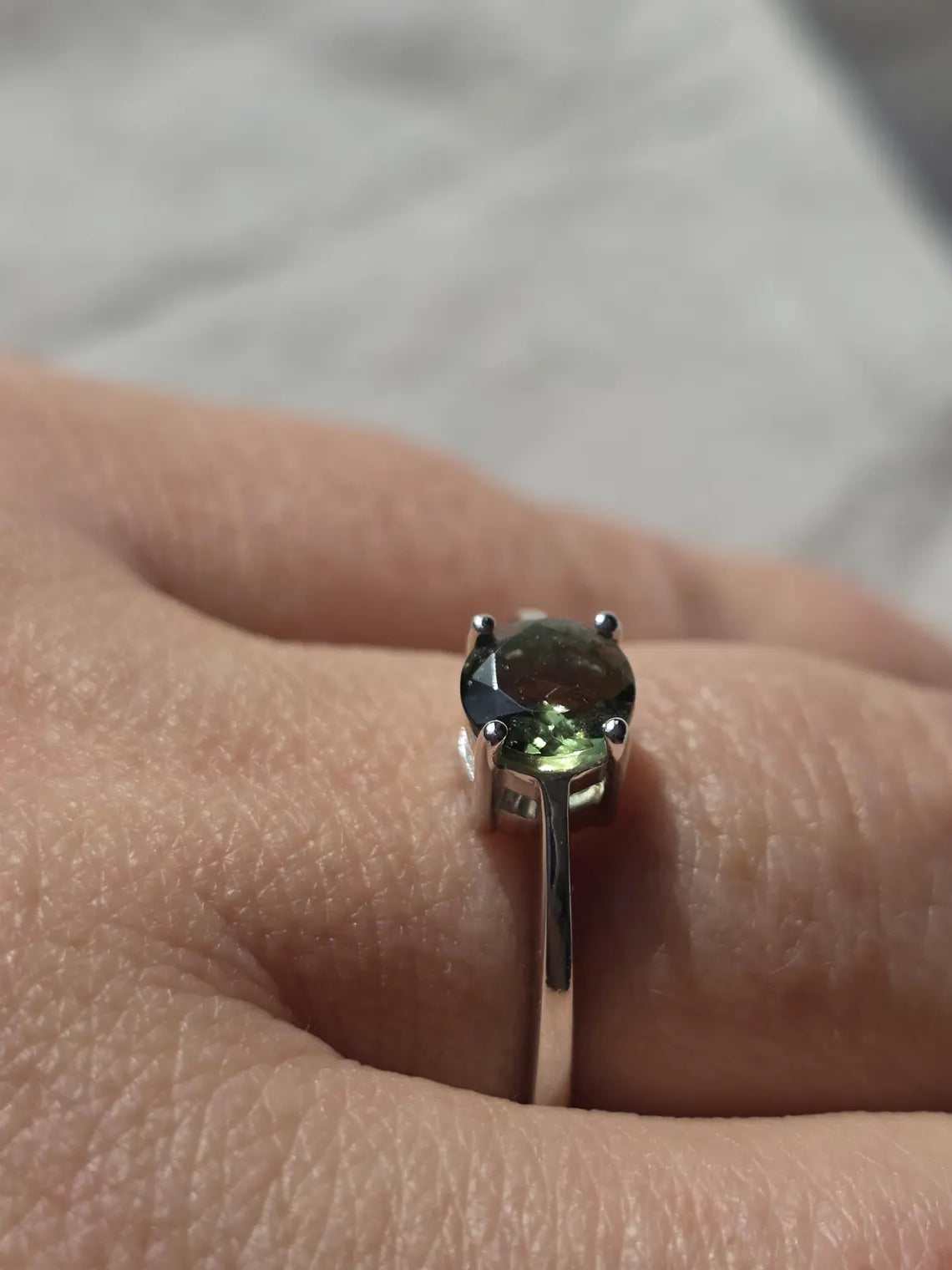 Faceted Moldavite Ring, Chlum, 0.25g