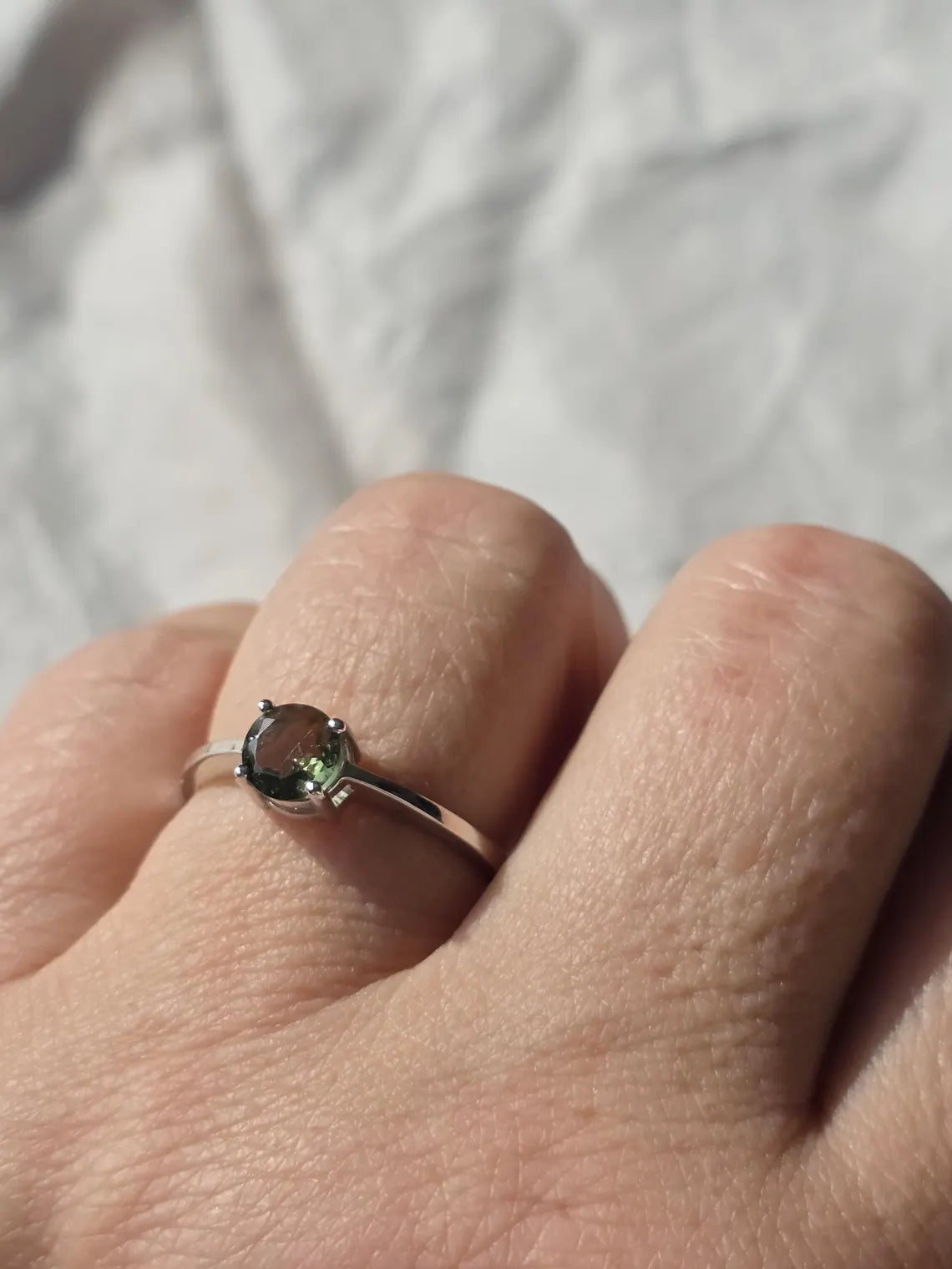 Faceted Moldavite Ring, Chlum, 0.25g