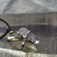 Libyan Desert Glass & Amethyst Pendant, 1.74g