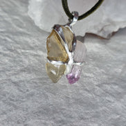 Libyan Desert Glass & Amethyst Pendant, 1.74g