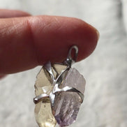 Libyan Desert Glass & Amethyst Pendant, 1.74g