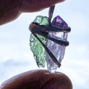 Harmony Pendant Moldavite & Amethyst, Nesměň, 0.95g
