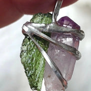 Harmony Pendant Moldavite & Amethyst, Nesměň, 0.95g