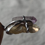 Libyan Desert Glass & Amethyst Pendant, 1.74g