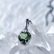 Faceted Moldavite Heart Pendant, Chlum, 0.3g