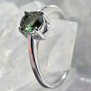 Faceted Moldavite Ring, Chlum, 0.25g