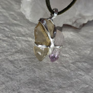 Libyan Desert Glass & Amethyst Pendant, 1.74g
