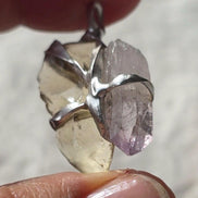 Libyan Desert Glass & Amethyst Pendant, 1.74g