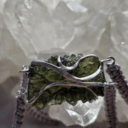 Moldavite Bracelet, Parýz, 7.29g, Gray Braided Cord
