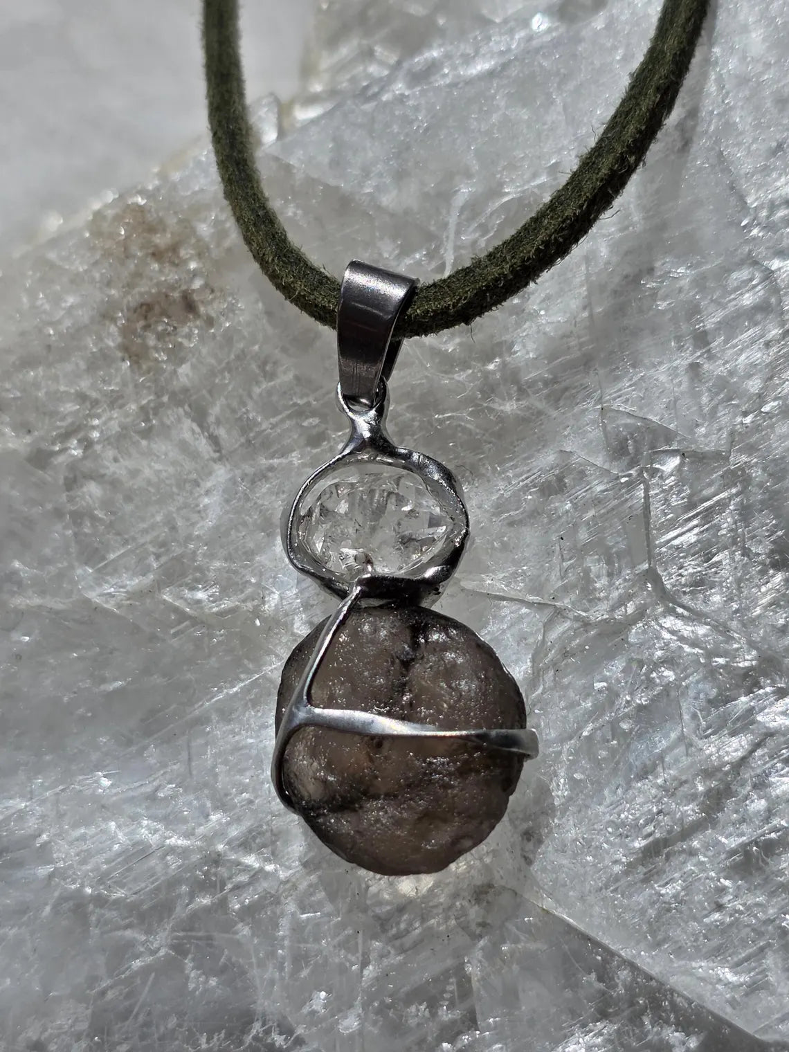 Columbianite & Herkimer Diamond Pendant