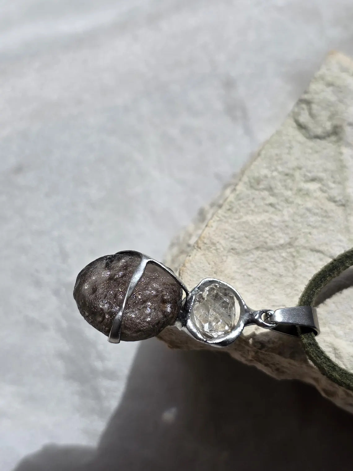 Columbianite & Herkimer Diamond Pendant