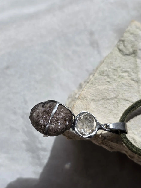 Columbianite & Herkimer Diamond Pendant
