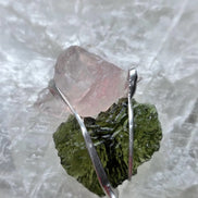 Elegant Moldavite & Rose Quartz Pendant, Ločenice, 2.28g