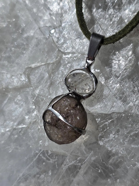 Columbianite & Herkimer Diamond Pendant
