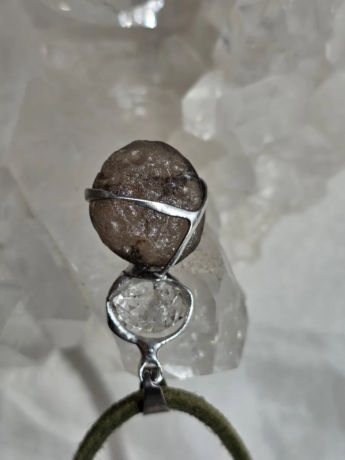 Columbianite & Herkimer Diamond Pendant