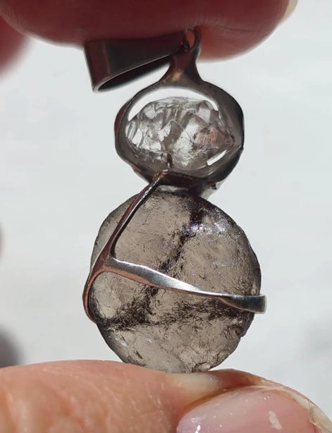 Columbianite & Herkimer Diamond Pendant