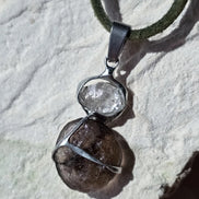 Columbianite & Herkimer Diamond Pendant