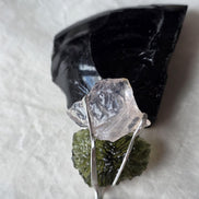 Elegant Moldavite & Rose Quartz Pendant, Ločenice, 2.28g